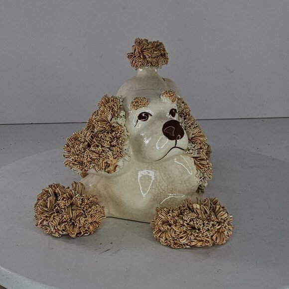 Vintage Spaghetti Cocker Spaniel Figurine Pink Bow MCM *Chipped* - Picture 2 of 8